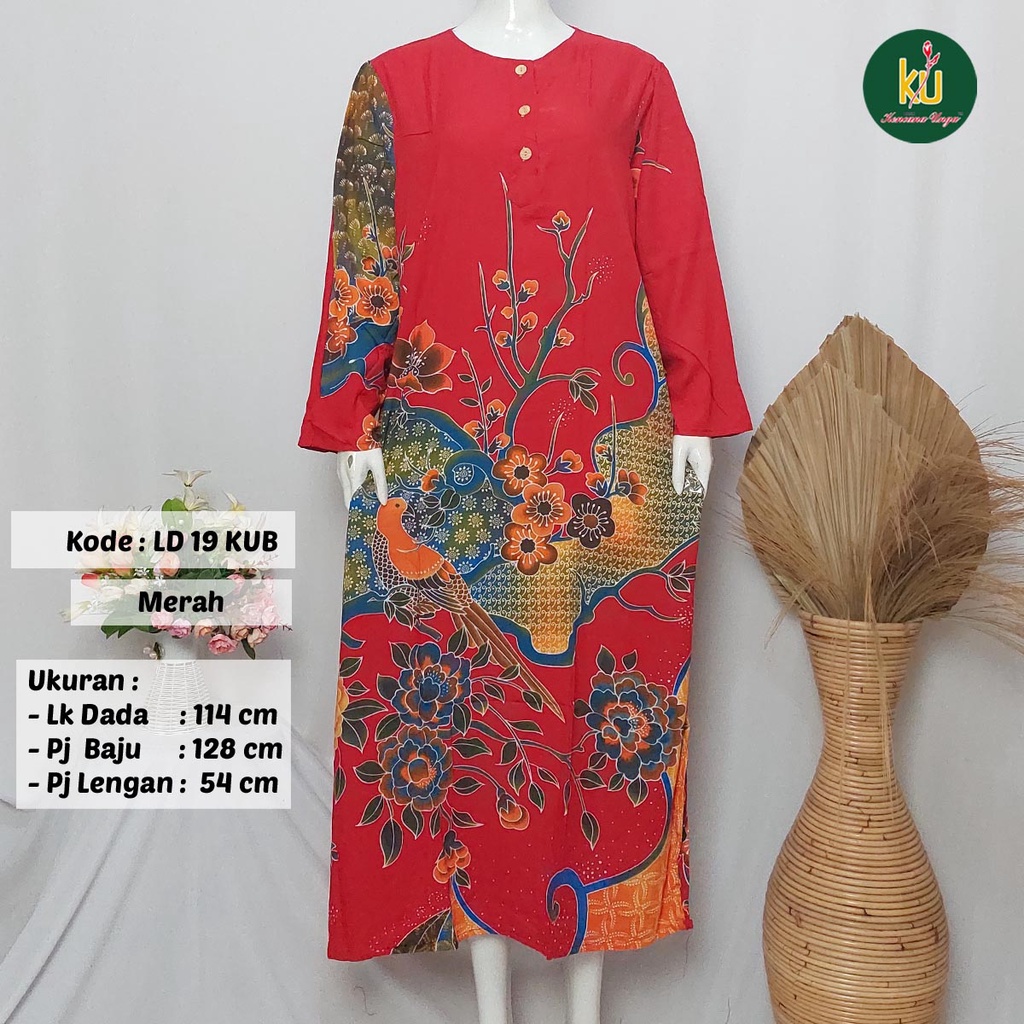 COD LD 20 KUB | DASTER PANJANG KENCANA UNGU ASLI LABEL BIRU | LongDress Wanita Lengan Panjang Busui ini-Merah D