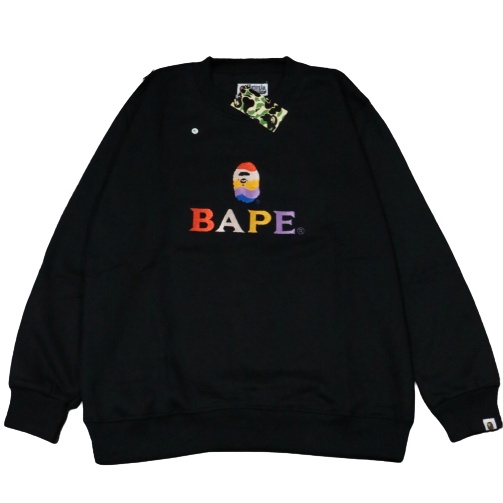 Jaket Sweater Crewneck BP LIST AND LOGO RAINBOW – Black Edition Fashion Trendy Casual Pria Good Bran