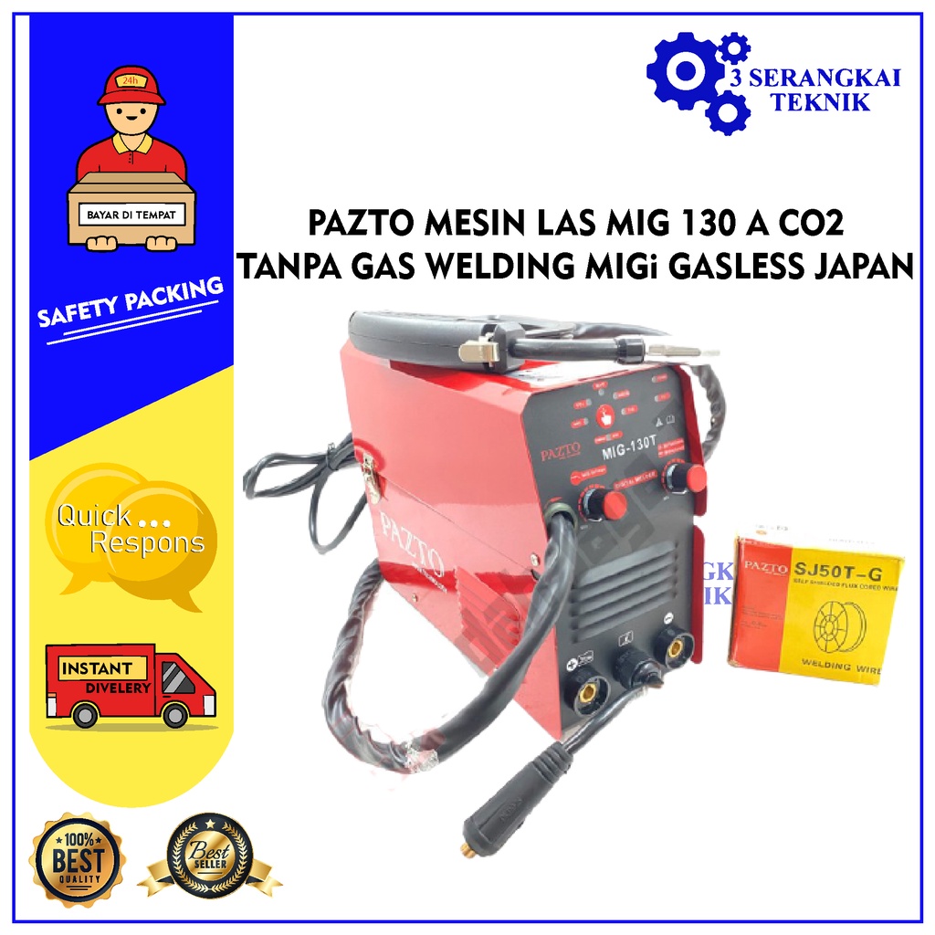 PAZTO MESIN LAS MIG 130 A CO2 TANPA GAS WELDING MIGi GASLESS JAPAN