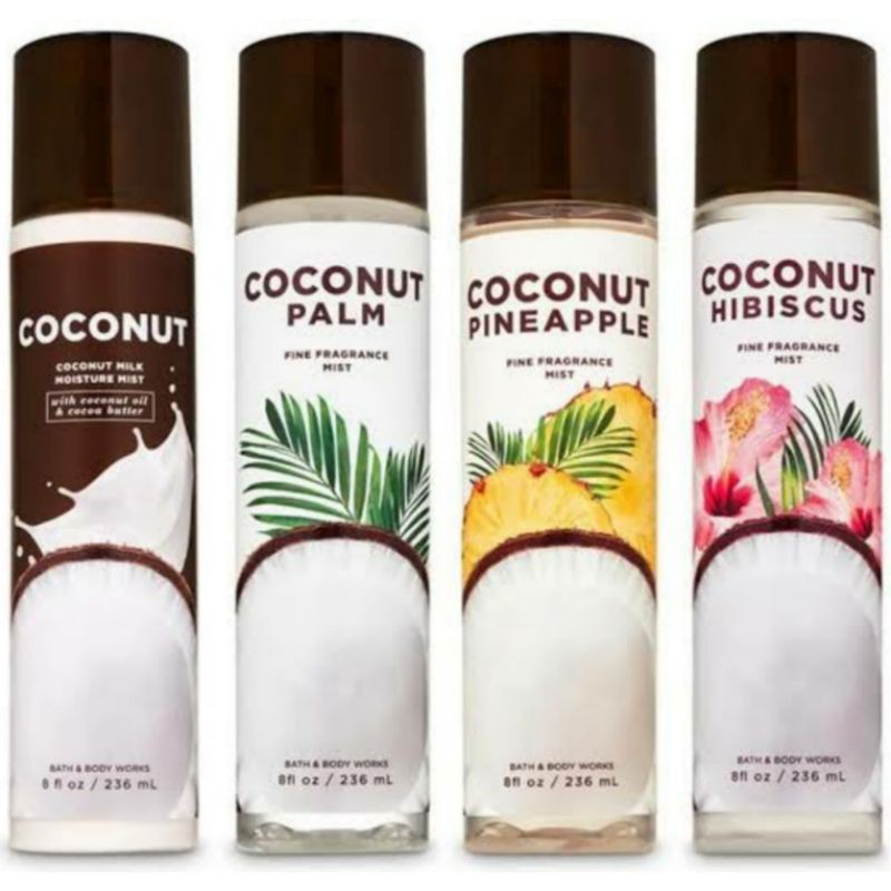 BATH AND BODY WORKS BBW COCONUT PALM COCONUT PINEAPPLE COCONUT HIBISCUS SERIES MIST LOTION SHOWER GEL BODY CREAM HAND CREAM SHOWER GEL BODY CREAM LOTION MIST WASH WALLFLOWER ROOMSPRAY SCENTPORTABLE GENTLE GEL DEEP CLEANSING GENTLE FOAMING CREAMY LUXE