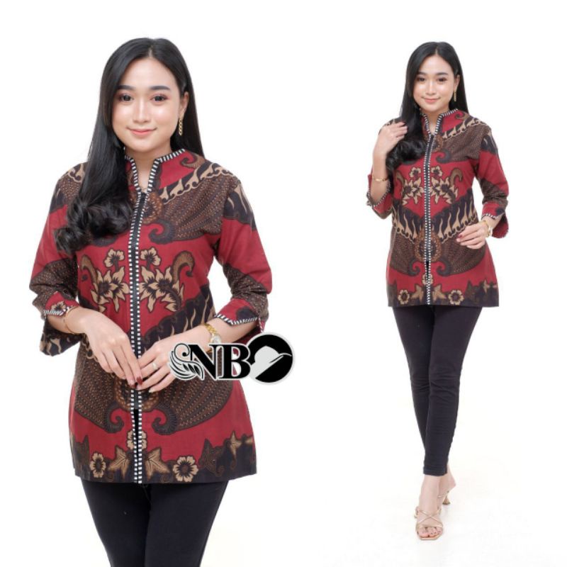 [ TERBARU ] ATASAN BATIK WANITA KERJA KANTOR ORI SHABIRAH BATIKSOLO BLOUSE BLUSEBATIK BATIKMODERN L-g2