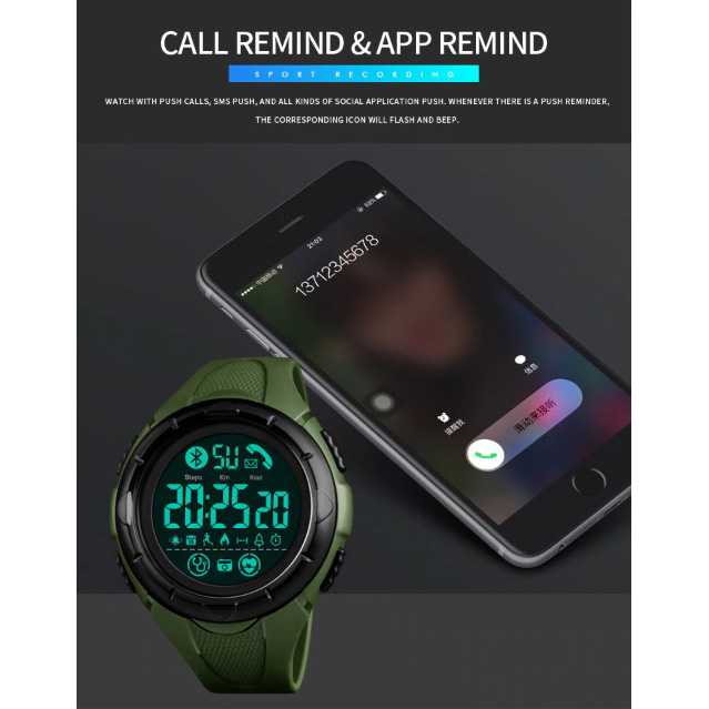 IDN - SKMEI Jam Tangan Smartwatch Pria Bluetooth Pedometer Heartrate - 1542