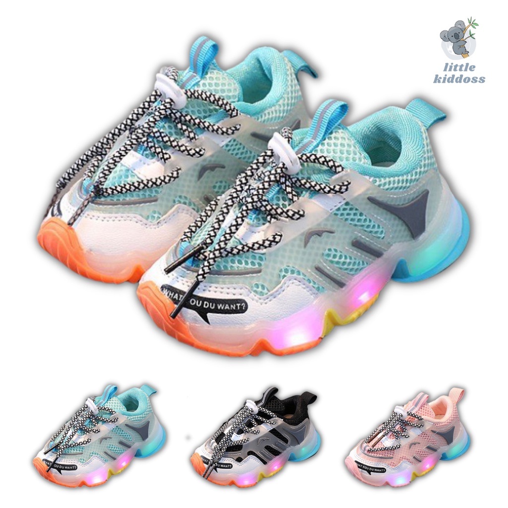 littlekiddoss SH20113N Sepatu Lampu Anak Sneakers Glacio LED Import 21-35