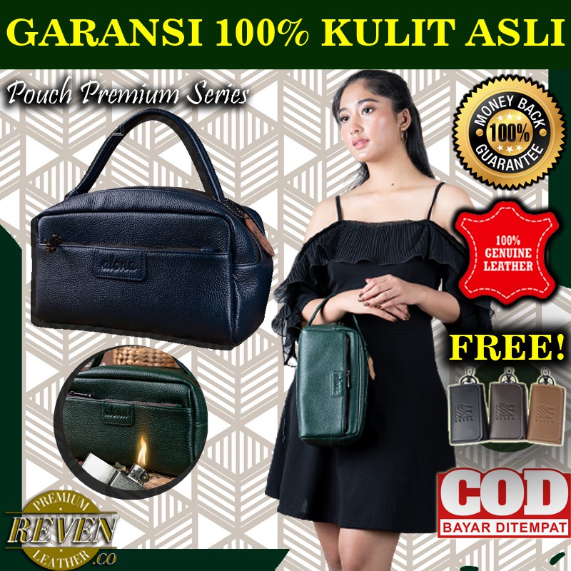 Pouch Bag Tas Make Up Wanita Kulit Sapi Asli Original Alona Pouch Premium Leather Bag Ekslusif