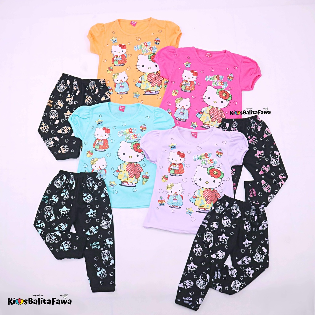 Setelan Hello Katty uk 5-6 Tahun / Baju Anak Karakter Legging Perempuan Murah Celana Panjang Import