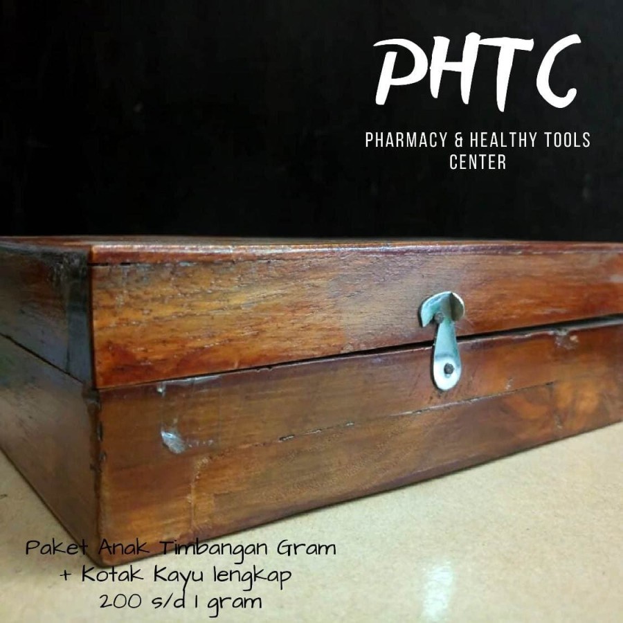 Anak Timbangan Gram + Kotak Kayu Lengkap Size 1gr s/d 200gr