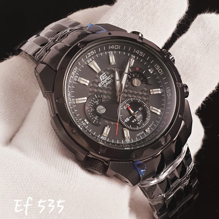 JAM TANGAN PRIA MERK CASIO EDIFICE TYPE EFR-535 BLACK ORI BM BATERAI1