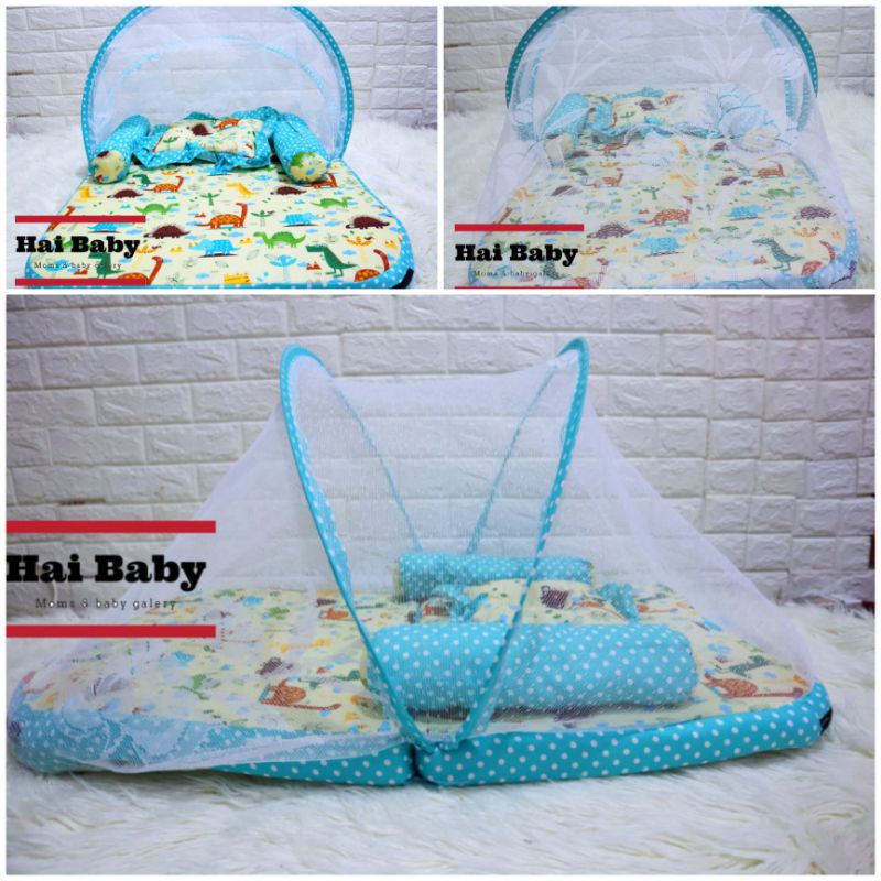 Kasur Kelambu Bayi Set Bantal Guling PREMIUM free tas mika