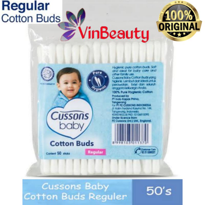 CUSSONS BABY COTTON BUD REGULER 50 STICK / COTTON BUDS PEMBERSIH TELINGA BAYI