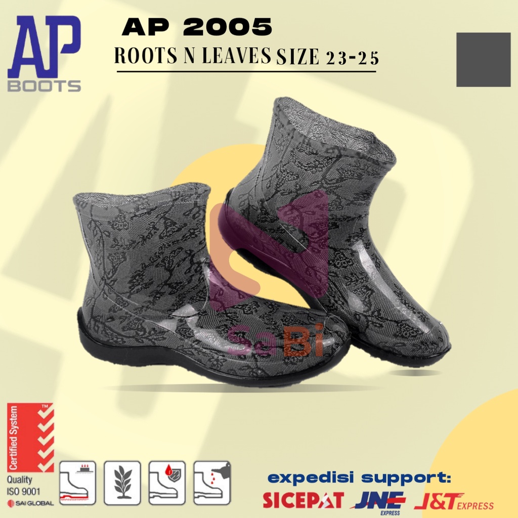 Sepatu Boot Pendek AP BOOTS AP 2005 ROOTS AND LEAVES Corak Fashion/sepatu karet wanita/sepatu boots 
