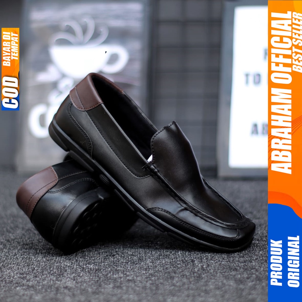 Sepatu Pantofel Kerja Formal Hitam Pria Abraham Drain