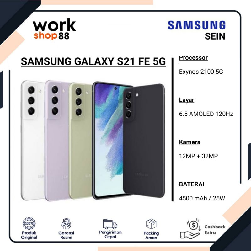 Terbaru HP Samsung Galaxy S21 FE Exynos 2100 5G Ram 8GB Rom internal 256GB - New Original Garansi Re
