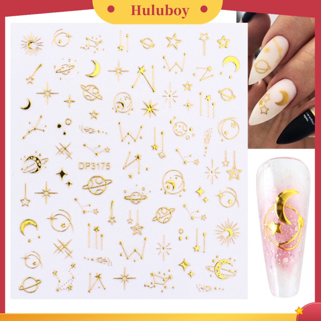 Huluboy Huluboy♡ 3pcs / Set Stiker Kuku Motif Geometri Ultra Tipis Anti Pudar Untuk Dekorasi Manicure / Nail Art