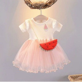 Dress anak cewek tutu ber Tas lengan pendek import china 