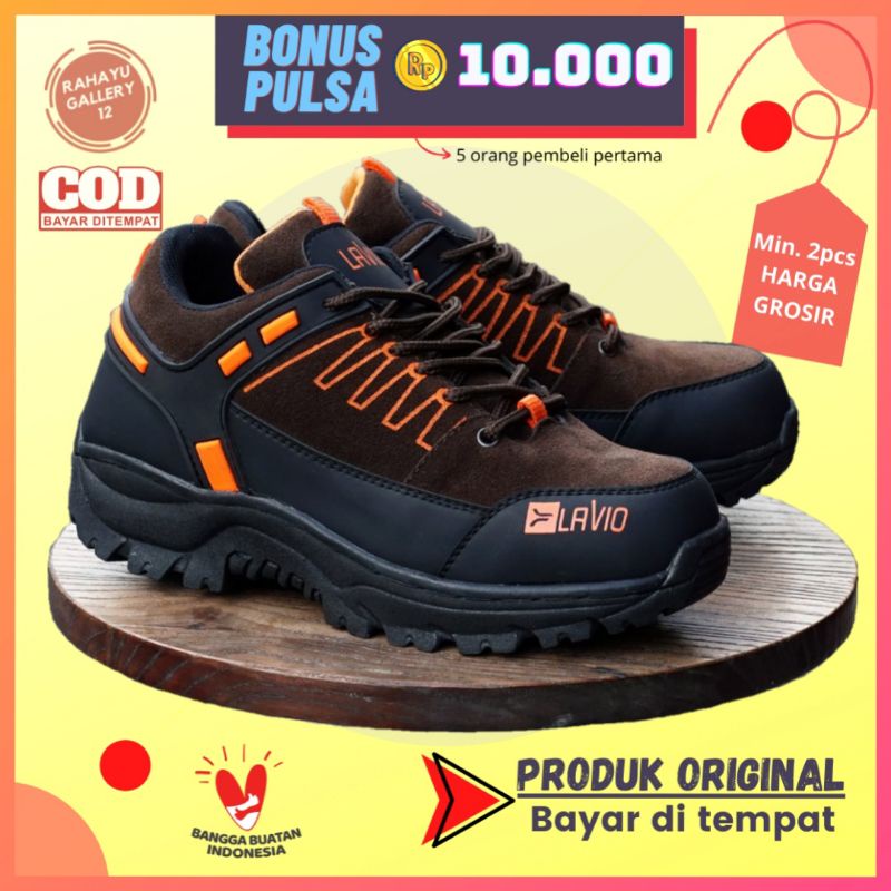 Sepatu Safety Proyek Ujung Besi Pria Original Lavio Leacher Kerja Lapangan Outdoor Industri