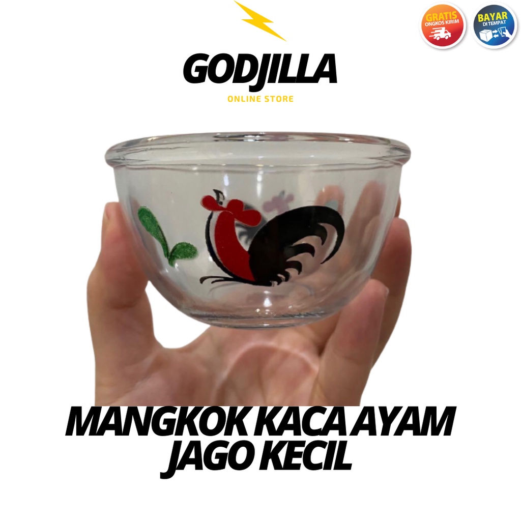 GODJILLA Mangkok Kaca Mpasi Bening Motif Ayam Jago Ukuran 300 ml Kecil Tahan Panas Bisa Untuk Kukus 