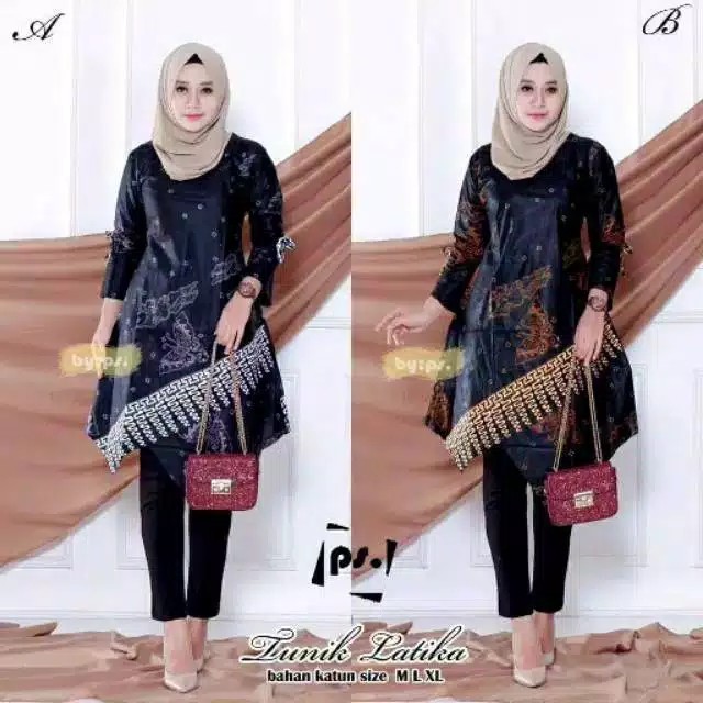 Terlaris Serut Genes Jelita Tunic Navbor Yelbor Whitbor Creambor Tunik Batik Modern Hrb030 Dolbi Dob