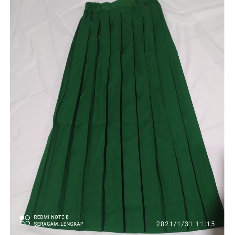 SERAGAM SEKOLAH HIJAU MI ROK BAWAHAN  PLISKET REMPEL PANJANG-HIJAU