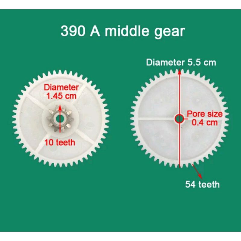 Gear Satuan Gearbox 390 Type Middle Gear Pliko / Gearbox /Gearbok Mobil Motor Mainan Aki