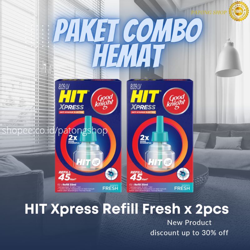 HIT XPRESS REFILL FRESH 45H x 2pcs - Paket Combo Hemat - obat anti nyamuk