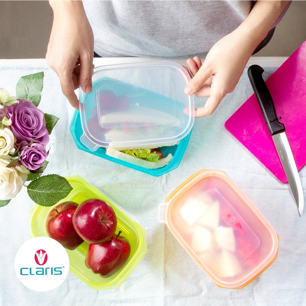 Lunch Box Kotak Makan Rectangular FoodSaver Ompreng Tepak Wadah Makanan Anti Bocor Tempat Buah Clari