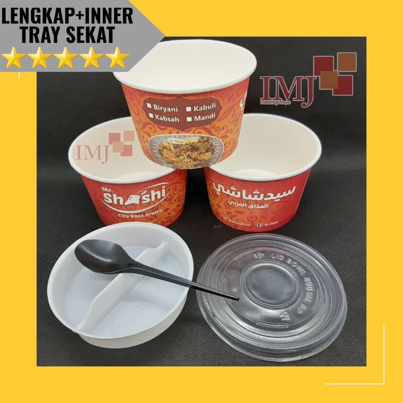 PRINTING PAPER BOWL 800ML/SABLON PAPER BOWL 800ML LENGKAP DAN TRAY SEKAT