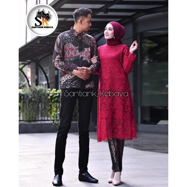 Set Kebaya Couple Kemeja Batik Pria Kebaya Couple Kondangan Outfit Pesta Couple By Santiank Kebaya