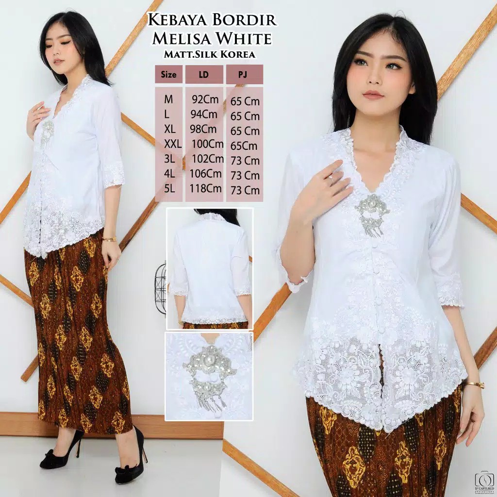 Promo Atasan Kebaya Encim Ranting Tulip Lengan 3/4 katun silky Korea  Kombinasi Brukat