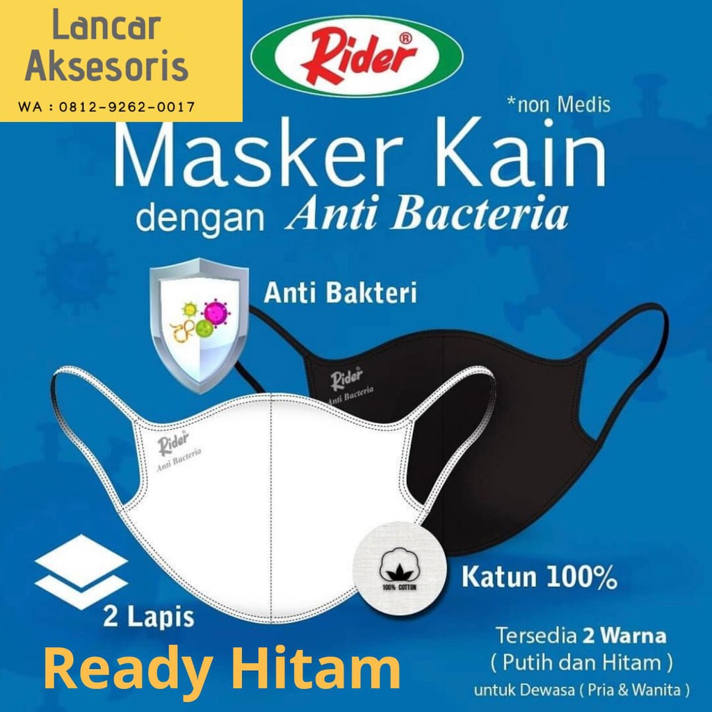 Masker Kain Rider Earloop Lapis 2 kain Original Ready Stock