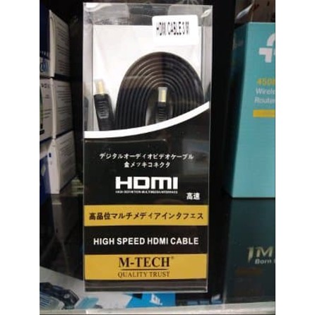 kabel HDMI 3M Male To Male Gold Plate Flat 3 Meter 1.4V M-Tech