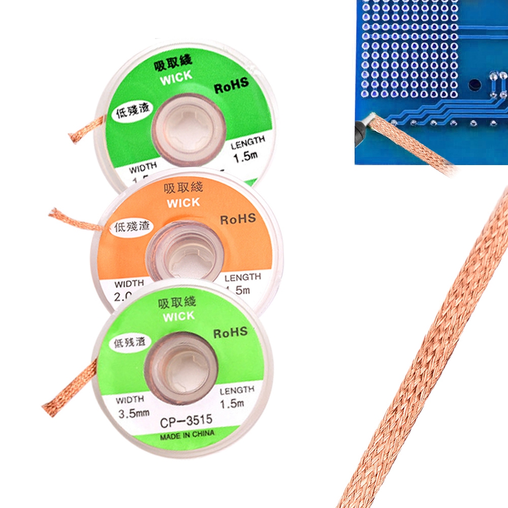 ELEGANT 5 Sizes Desoldering Wick Good Absorbability Wick Wire Braid Solder Remover Solder Wire Welding Tool Length 1.5M Desoldering Supplies Metalworking Repair Tool