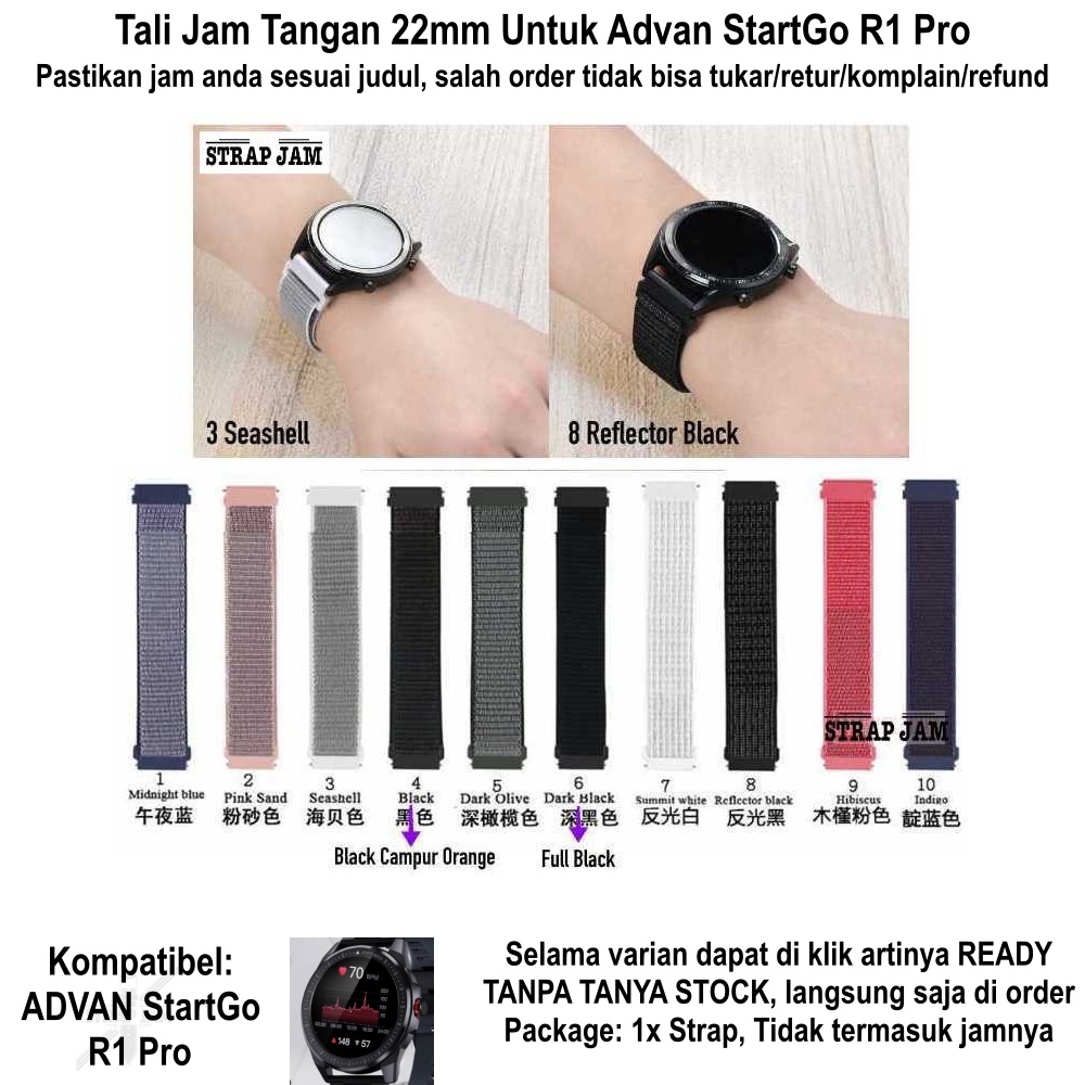 Tali Jam Tangan Advan StartGo R1 Pro - Strap 22mm Sport Loop Velcro