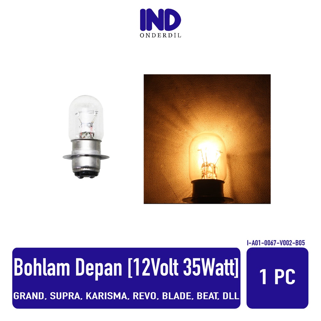 Lampu-Bohlam Depan T19 12V-12 V-Volt-35 Watt-W-35W Lampu Kuning Grand-Supra-Karisma-Revo-Blade-Beat-Vario-Scoopy-Dll