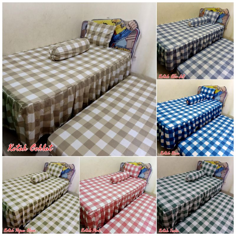 Sprei Bed Sorong Motif Kotak-Kotak