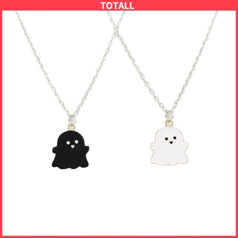 COD Kartun Hantu Kalung Liontin Aksesoris Pasangan Rantai Sweater Hadiah Halloween-Totall