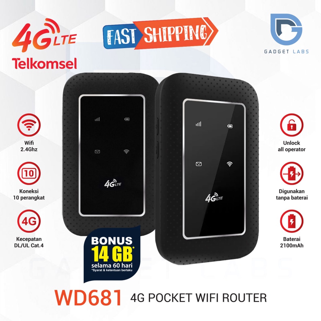 Jual Modem Mifi Wifi JIO WD681 Telkomsel 4G LTE 14GB UNLOCK All Operator GSM / JMR591 Shopee