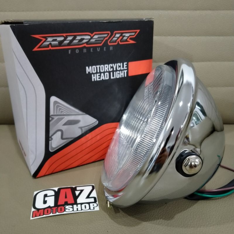 Lampu Depan CB Pesek Autopal LED Headlamp Jute Datar GL Tiger Megapro