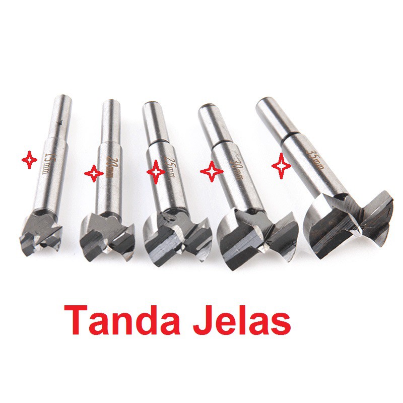 Mata 5 pcs Set Bor Forstner Bit Pelubang Kayu Engsel Sendok Set isi  Wood Wood Hole Saw Set Paket