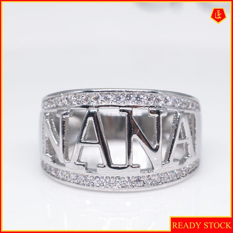 [Ready Stock]18K Platinum Diamond-Studded Ring Creative Personality