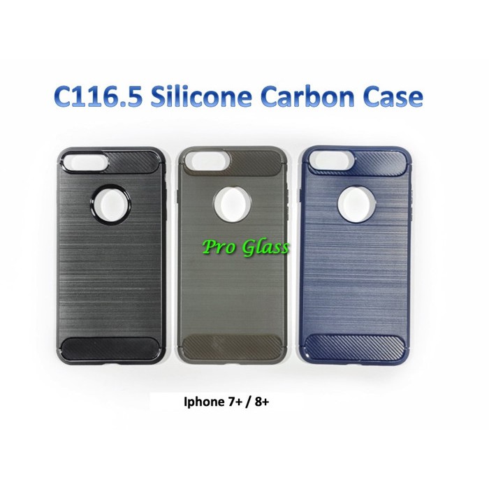 C116.5 Iphone 6 / 6s / 6+ / 7 / 8 / SE 2020 / 7+ / 8+ Premium Carbon Silicone Case - Silikon