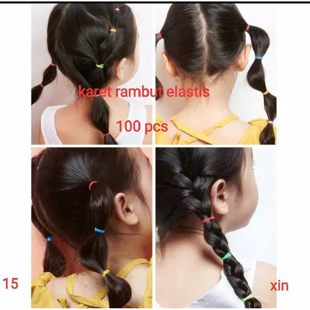 [COD] Karet Rambut Jepang Elastis Wadah Toples Plastik isi 1000 pcs Karet Rambut Korea