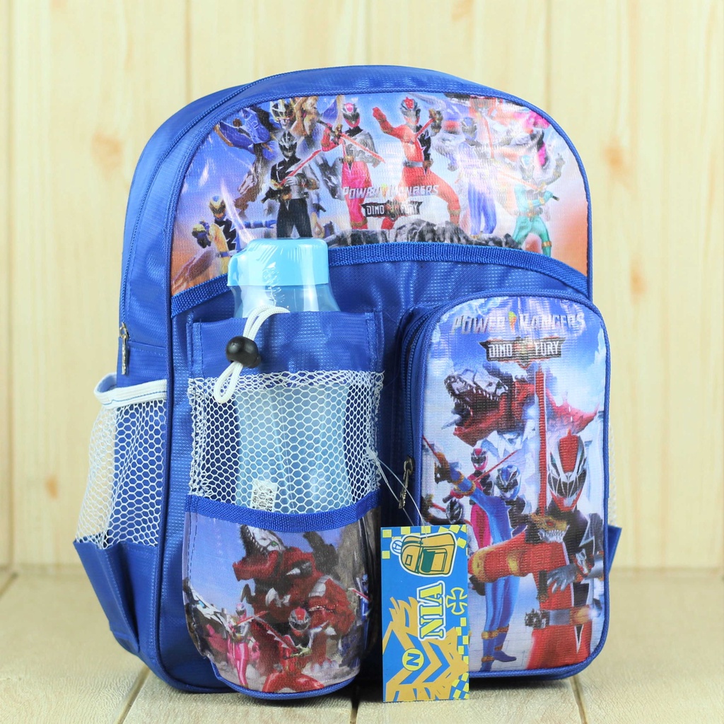 Tas Ransel Sekolah Anak Power Rangers Biru Karakter Perempuan Laki Laki Botol Minum SD PAUD TK Termurah Terbaru Lucu Keren Stylish