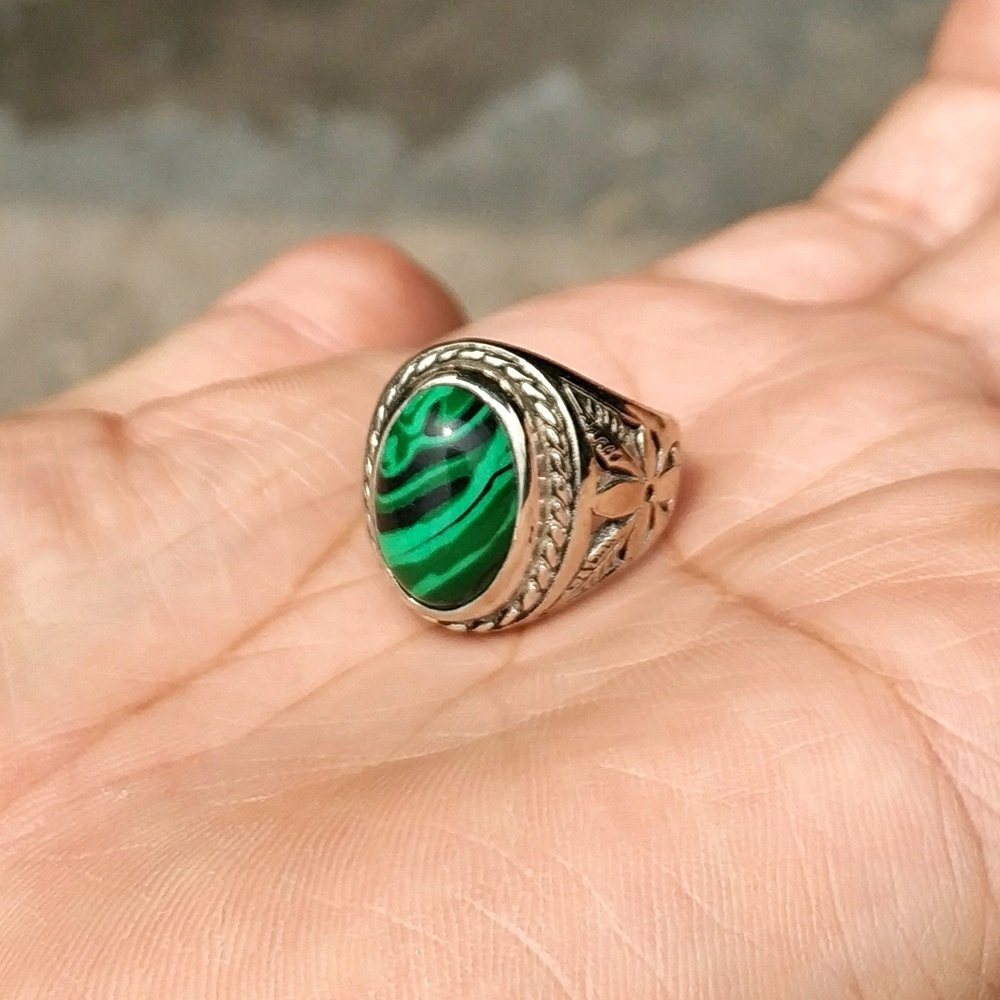 CINCIN BATU AKIK GREEN MALACHITE MINIMALIS