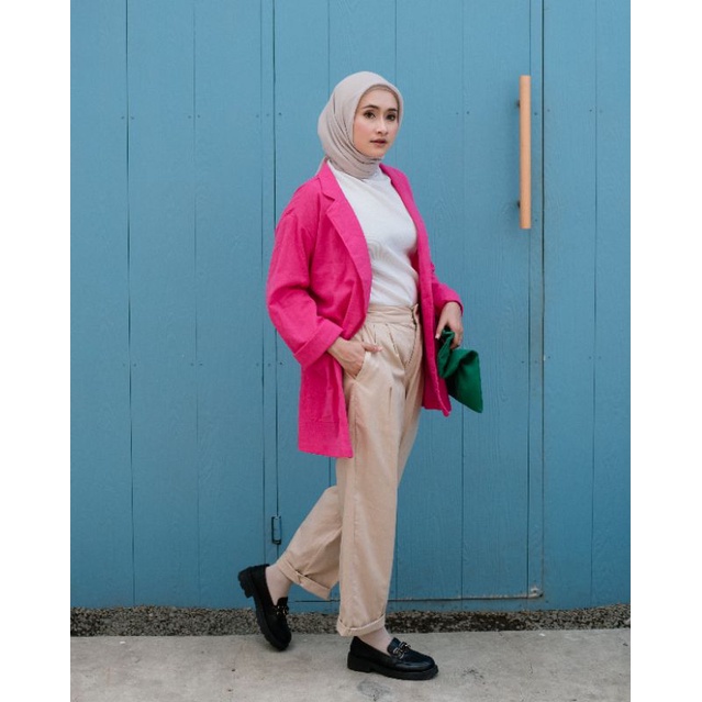 Blazer Outer Linen Wanita Korea Murah - PUREbyLastin