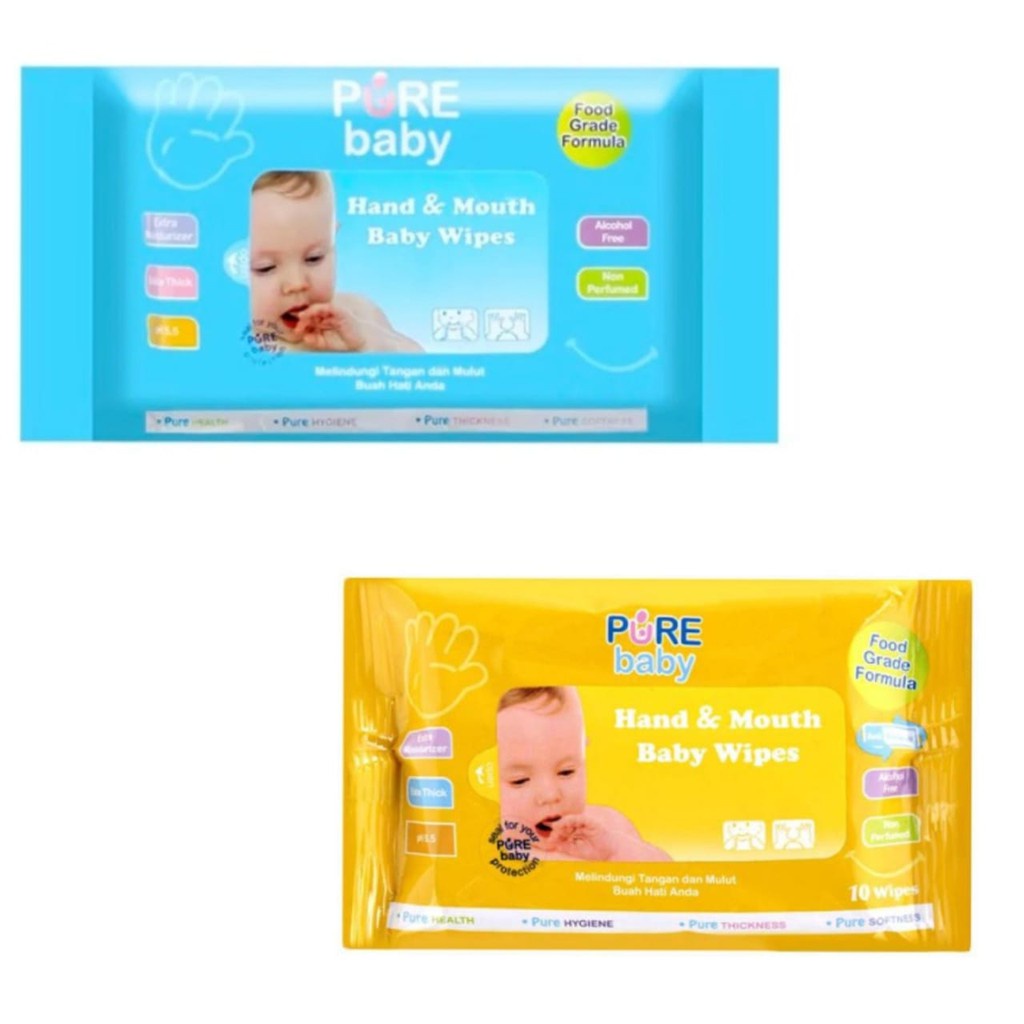 Pure Baby Hand &amp; Mouth Wipes Aloe Vera 10's (buy 2 get 1)