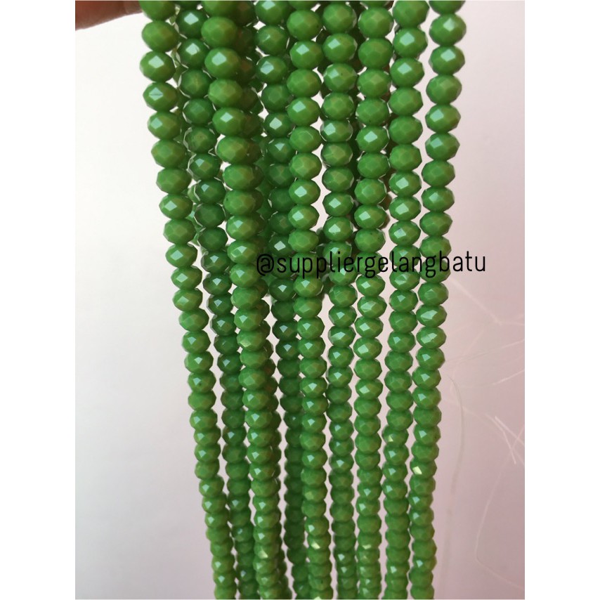 Crystal Ceko Doff 6mm GREEN HIJAU Bahan Gelang Kalung Craft DIY Craft aksesoris supplier grosir