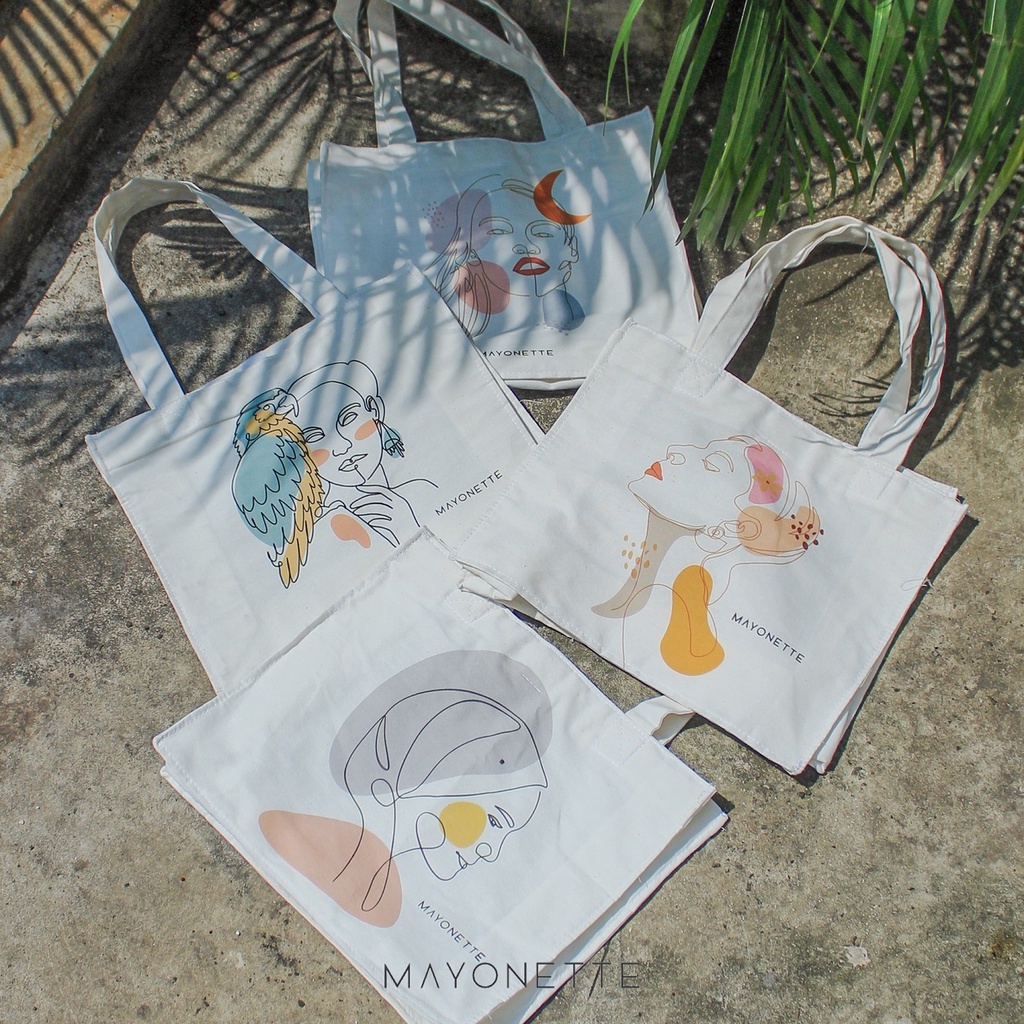 Jual Line Totebag Kanvas Aesthetic Kekinian Tote bag Kanvas