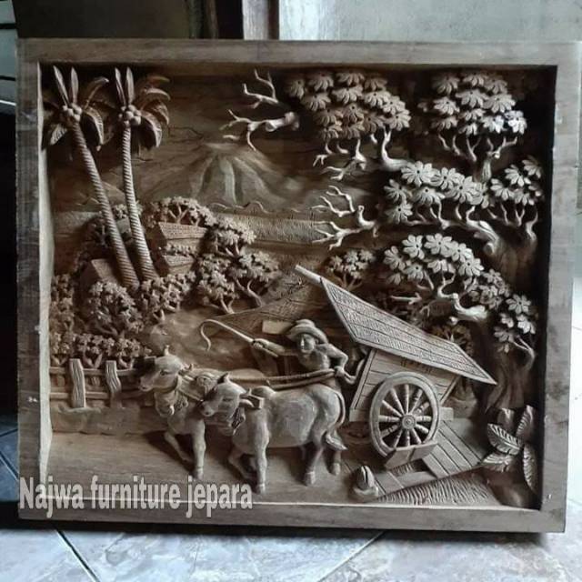 relief khas jepara ukiran mewah cantik/full kayu jati(mentahan)