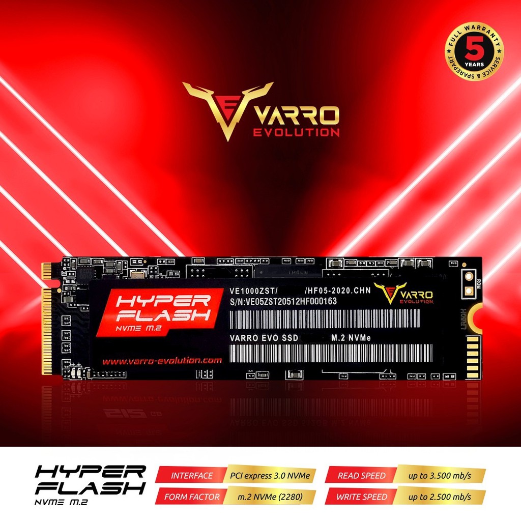 SSD M2 VARRO 1TB HYPER FLASH NVME 2280 SATA 3 - SSD M.2 1TB NVMe