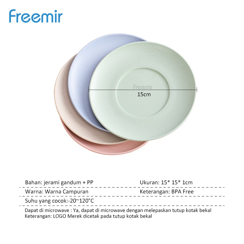 Freemir Set 4 Pcs/ Wheat Straw /Jerami Gandum /Warna Warni/ Dinner Plate Piring/ Makan Piring-5